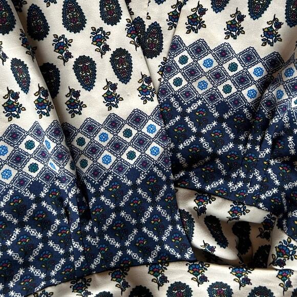 MISA Paisley Wrap Dress With Braided Belt Layered Balloon Sleeves Boho‎ Style S - Picture 9 of 9